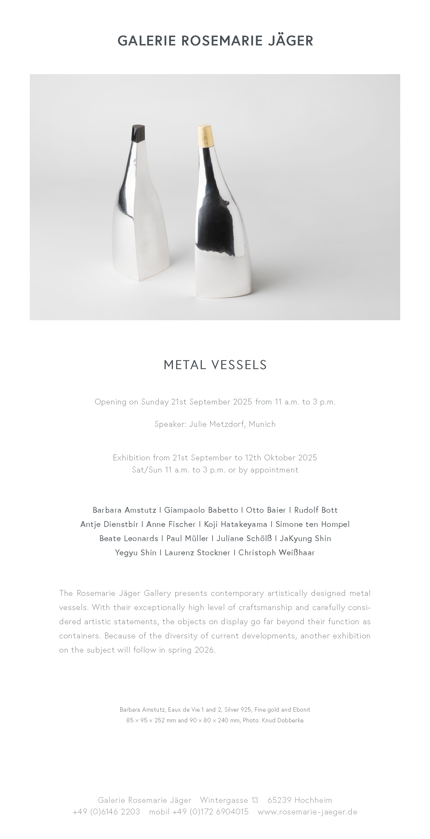 202509 GALERIE ROSEMARIE JÄGER - METAL VESSELS